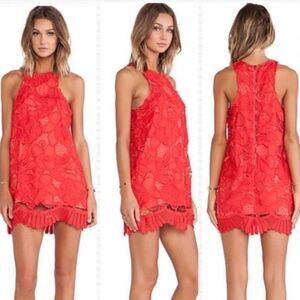 Lovers + Friends Caspian Shift Coral/Red Mini Dress Size Small